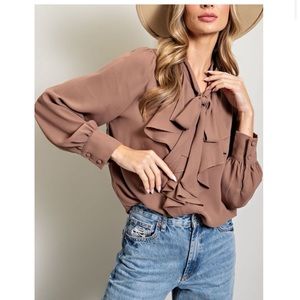 Boutique Coco tie ruffle blouse
